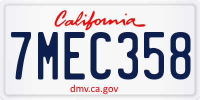 CA license plate 7MEC358