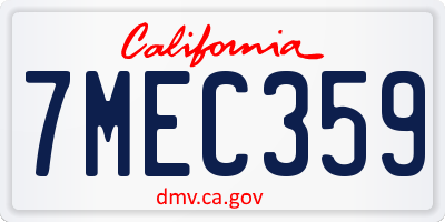 CA license plate 7MEC359