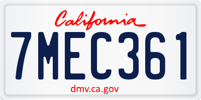 CA license plate 7MEC361