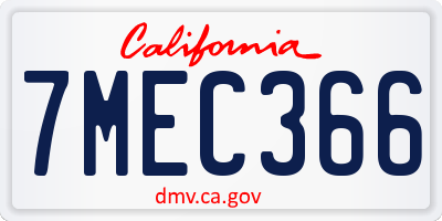 CA license plate 7MEC366