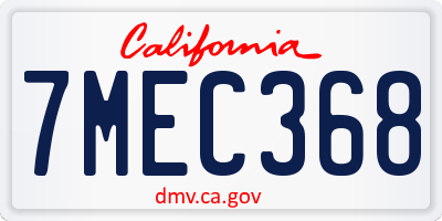 CA license plate 7MEC368