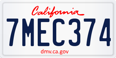 CA license plate 7MEC374