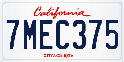 CA license plate 7MEC375