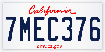 CA license plate 7MEC376