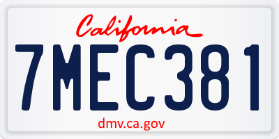 CA license plate 7MEC381