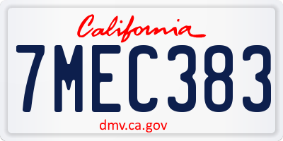 CA license plate 7MEC383