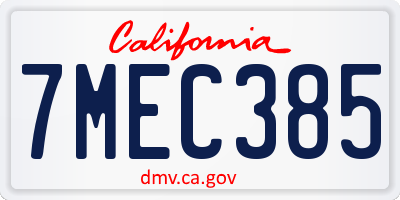 CA license plate 7MEC385