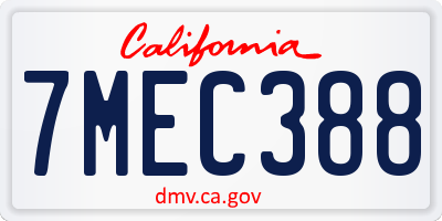 CA license plate 7MEC388