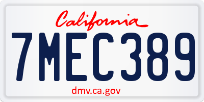 CA license plate 7MEC389