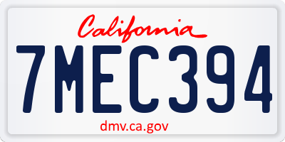 CA license plate 7MEC394