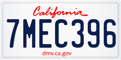CA license plate 7MEC396