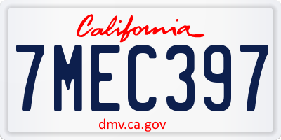 CA license plate 7MEC397
