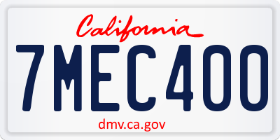 CA license plate 7MEC400