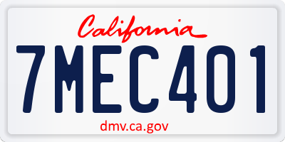 CA license plate 7MEC401