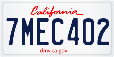 CA license plate 7MEC402