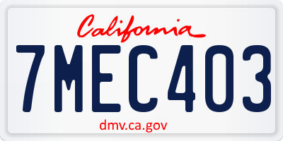 CA license plate 7MEC403