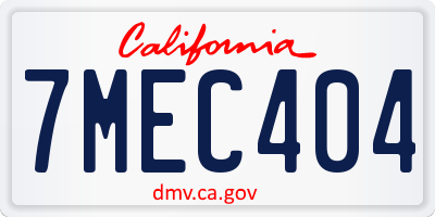 CA license plate 7MEC404