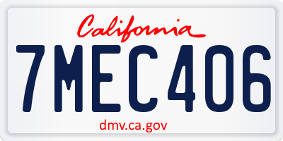 CA license plate 7MEC406