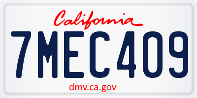 CA license plate 7MEC409