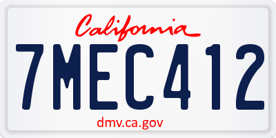 CA license plate 7MEC412