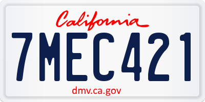 CA license plate 7MEC421