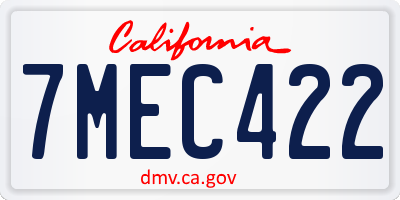 CA license plate 7MEC422