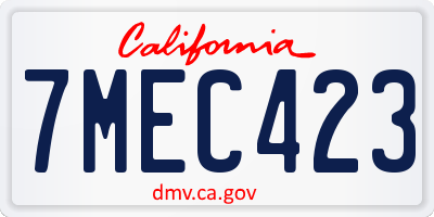CA license plate 7MEC423