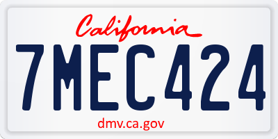 CA license plate 7MEC424