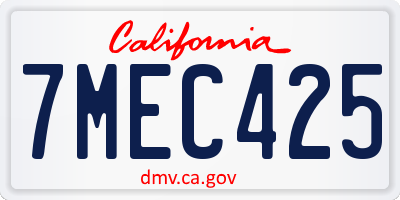 CA license plate 7MEC425