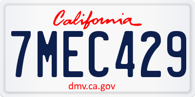 CA license plate 7MEC429