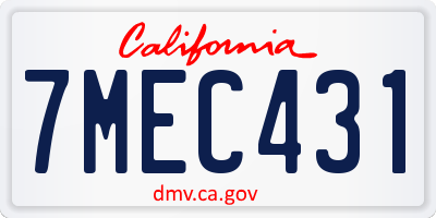 CA license plate 7MEC431