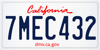 CA license plate 7MEC432