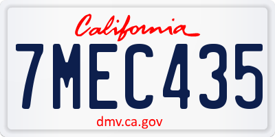 CA license plate 7MEC435