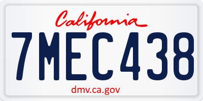CA license plate 7MEC438