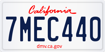 CA license plate 7MEC440