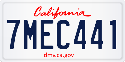 CA license plate 7MEC441