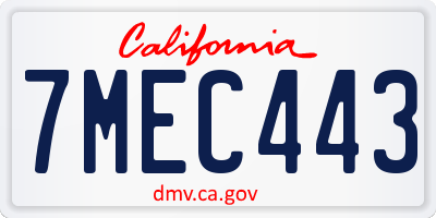 CA license plate 7MEC443