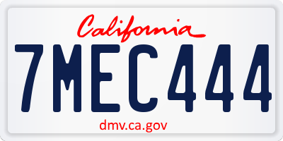 CA license plate 7MEC444