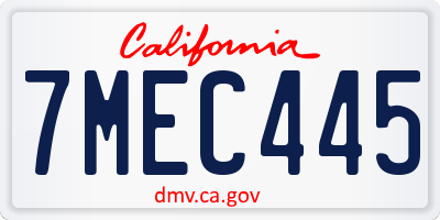 CA license plate 7MEC445
