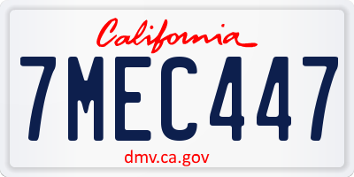CA license plate 7MEC447