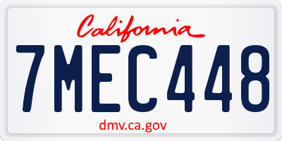 CA license plate 7MEC448