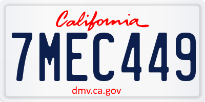 CA license plate 7MEC449