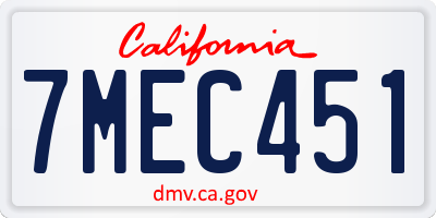 CA license plate 7MEC451