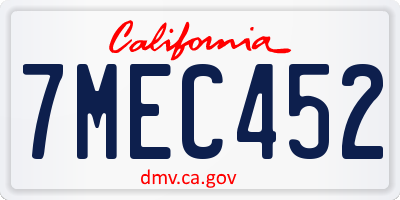 CA license plate 7MEC452