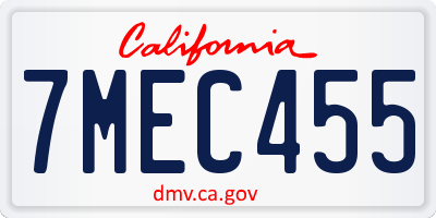 CA license plate 7MEC455