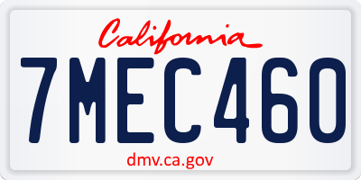 CA license plate 7MEC460