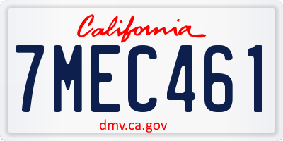 CA license plate 7MEC461