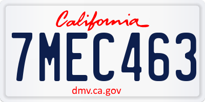 CA license plate 7MEC463