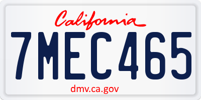 CA license plate 7MEC465