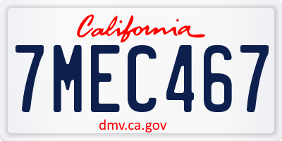 CA license plate 7MEC467